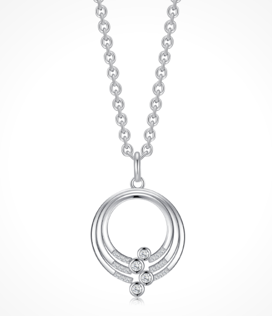 Halskæde i rhodineret sterling sølv med klar zirkonia, 45 cm – Støvring Design