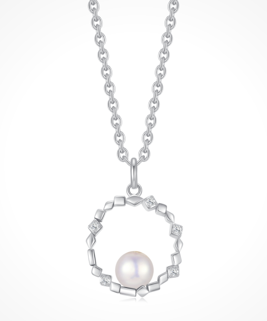 Halskæde i rhodineret sterling sølv med klar zirkonia, 45 cm – Støvring Design