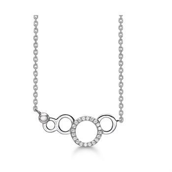 Halskæde i rhodineret sterling sølv med zirkonia, 20 x 8 mm – Støvring Design