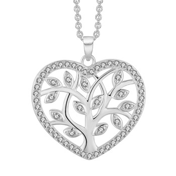 Halskæde i rhodineret sterling sølv med zirkonia, 22 x 2,8 mm – Støvring Design