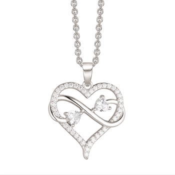 Halskæde i sterling sølv med zirkonia, 21 x 22 mm – Støvring Design