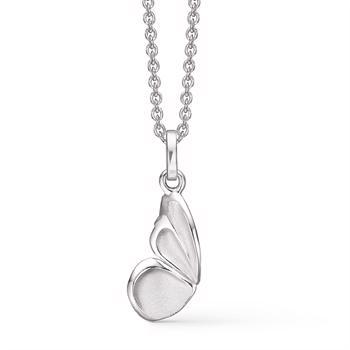 Halskæde i rhodineret sterling sølv med sommerfugl, 22 x 8 mm – Støvring Design