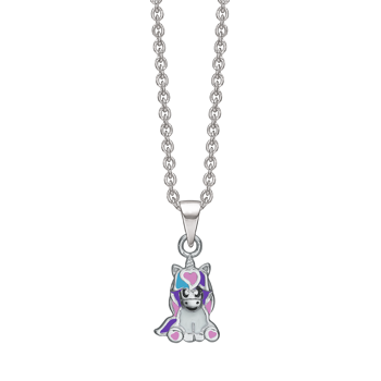 Halskæde i sterling sølv med hvid emalje, 38 cm – Støvring Design