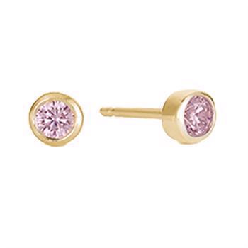 Aagaard Forgyldt sølv pink zirkonia stud ørestikker