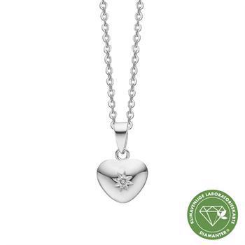 Aagaard Sterling sølv hjerte vedhæng med kæde og 0,03 ct diamant, Klima venligere smykker