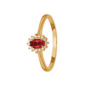 Aagaard 8 karat fingerring med 1 rubin og 14 diamanter i 8 karat guld