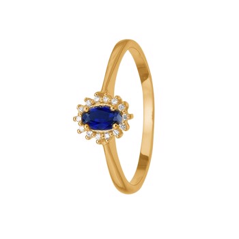 Aagaard 8 karat fingerring 1 + 14 safir + diamanter i 8 karat guld