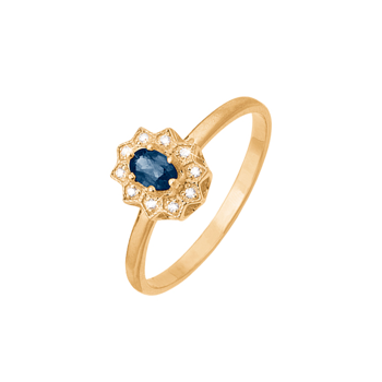 Aagaard 8 karat guld ring med safir og diamanter