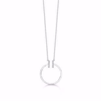Guld & Sølv design sterling sølv Vedhæng med kæde, Cirkel med blank overflade, diameter 22 mm, kæde 45 cm