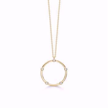 Guld & Sølv design sterling sølv Vedhæng med kæde, Cirkel med forgyldt overflade, diameter 25 mm, kæde 45 cm