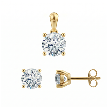 Luxury Solitaire smykkesæt, med i alt 2,00 ct Labgrown diamant i 14 kt guld