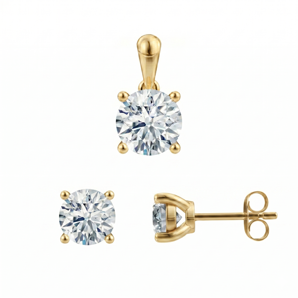 Luxury Solitaire smykkesæt, med i alt 2,00 ct Labgrown diamant i 14 kt guld