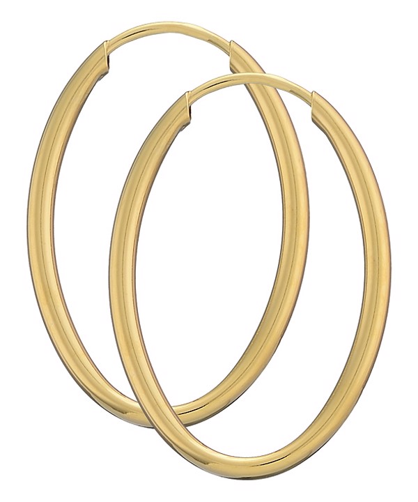 BNH Dame blanke 14 kt rødguld Ovale øre creoler, 19x28 mm x 2,0 mm