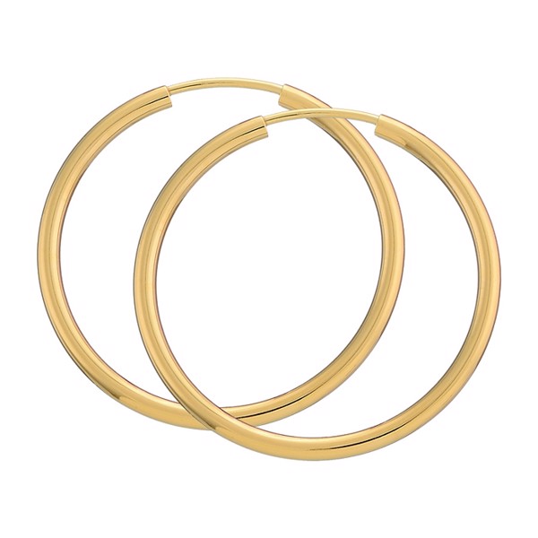 BNH Dame blanke 14 kt rødguld Øre creoler, Ø 30 mm x 2,0 mm