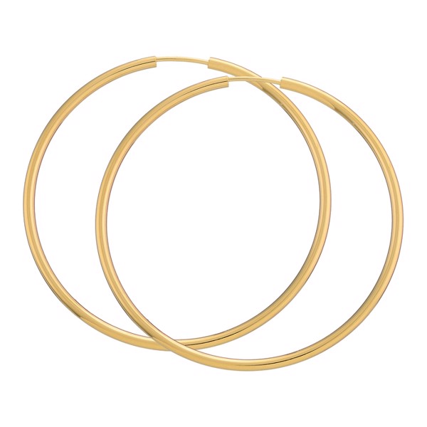 BNH Dame blanke 14 kt rødguld Øre creoler, Ø 50 mm x 2,0 mm
