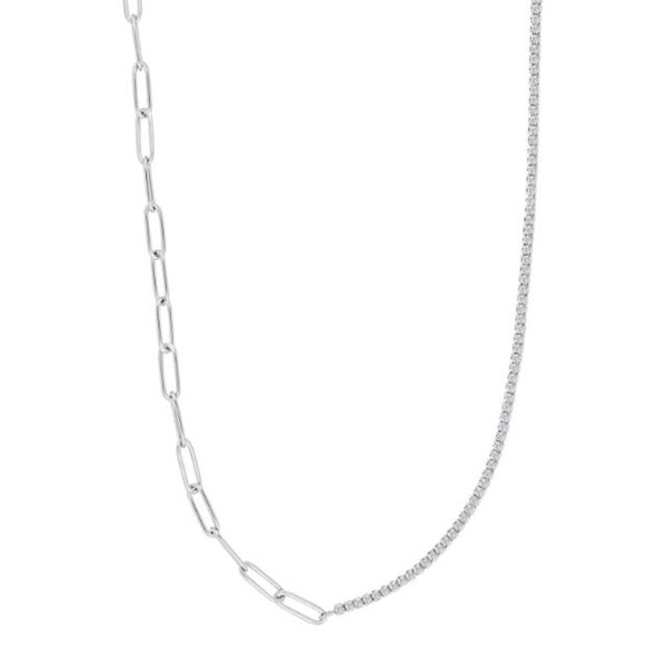 Joanli Nor KleoNor Rhodineret sølv halskæde med hvide zirkonia og kæde