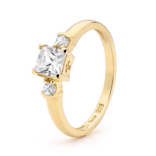 Solitaire ring med kvadratisk zirkonia
