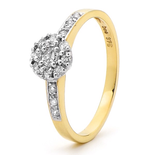 Diamond fingerring i guld med 0,32 ct diamanter