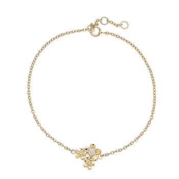 Armbånd med blomst i 8 karat guld med diamanter, 5 mm – Lund Copenhagen