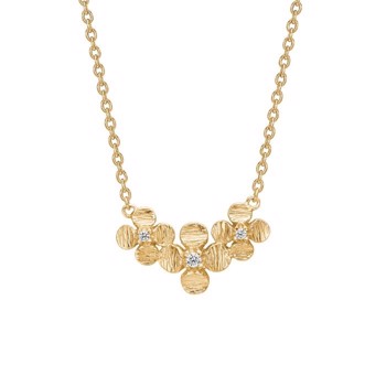 Collier med blomst i 8 karat guld med zirkonia, 45+3 cm – Lund Copenhagen