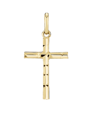 Vedhæng med kors i 8 karat guld med diamanter, 15x11 mm – Lund Copenhagen