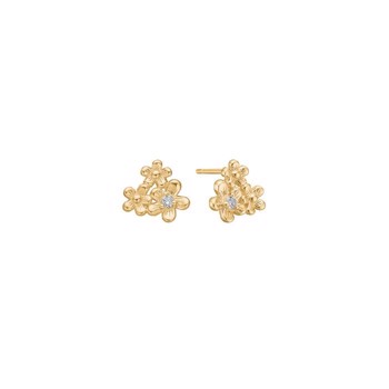 Ørestikker med blomst i 8 karat guld med diamanter – Lund Copenhagen