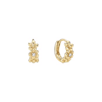 Creoler med blomst i 8 karat guld med diamanter – Lund Copenhagen