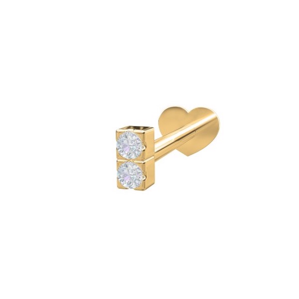 Nordahl\'s PIERCE52 labret-piercing i 14 kt. guld med to glimtrende diamanter