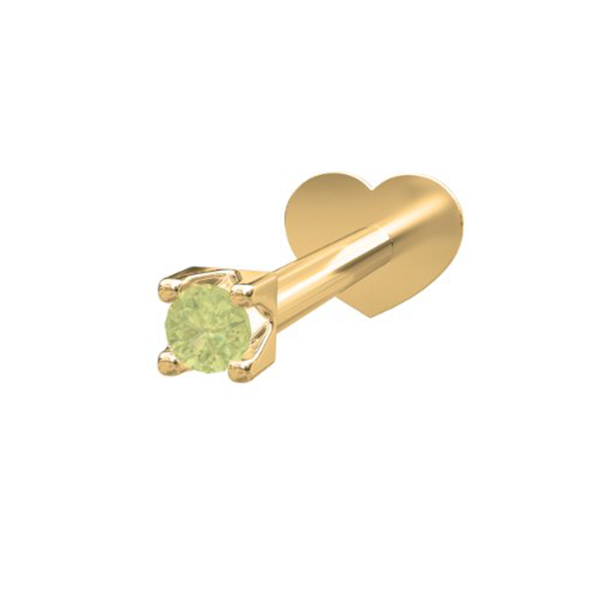 Nordahl\'s PIERCE52 labret-piercing i 14 kt. guld med grøn peridot