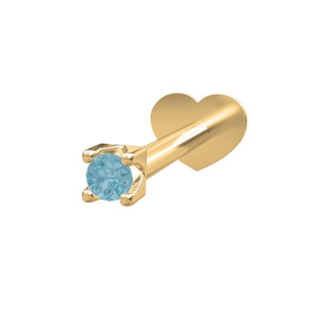 Nordahl 's PIERCE52 labret-piercing i 14 kt. guld med blå London topaz