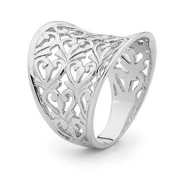 Elegant hjerte filigran sølv ring