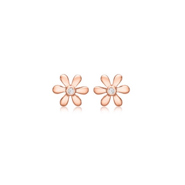 Smukke blomster ørestikker i rosaforgyldt sølv fra Blicher Fuglsang