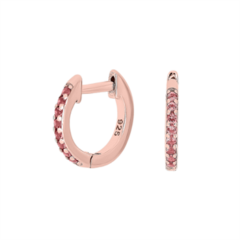 Joanli Nor HELLENOR rosa forgyldt sterling sølv øreringe. Knæk creol med zirkonia i en smuk pink farve
