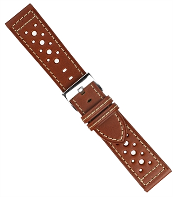 Urrem i cognac skind med huller, 18-24 mm – urrem fra Houmann
