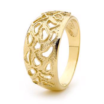Massiv guld ring med dyre mønster