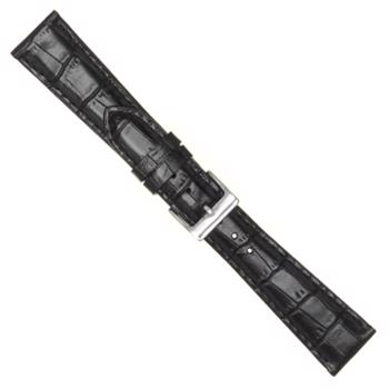 Urrem i sort blank imiteret alligator skind i ekstra lang, 12-20 mm – urrem fra Houmann