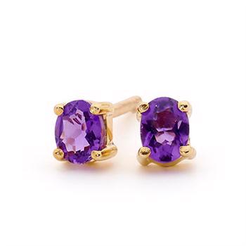 9 kt guld ovale Amethyst øreringe
