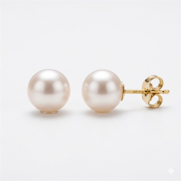 8 karat ferskvands perle ørestikker, 5-5,5 mm