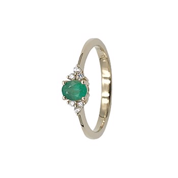 L&G blank 14 kt guld Rosette Fingerring med smaragd og diamanter