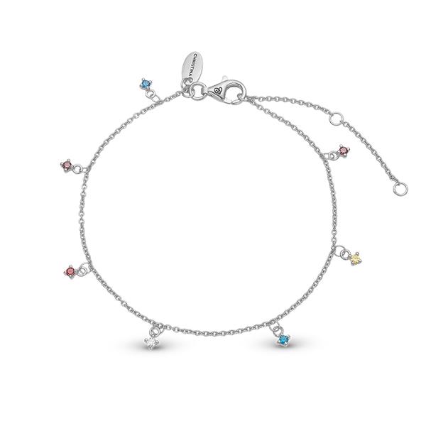 Rainbow  armbånd & ankelkæde Længde fra 16-20 (22-24-26 med forlænger) fra Christina Jewelry i poleret sterling sølv