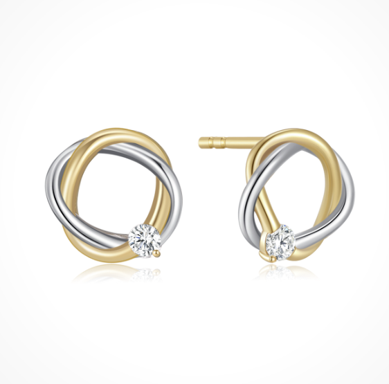 Ørestikker i 8 karat guld med gul zirkonia – Støvring Design