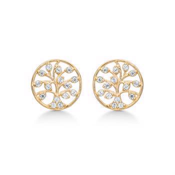 Ørestikker i 8 karat guld med zirkonia, 8 mm – Støvring Design