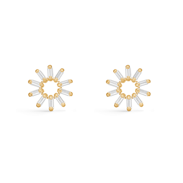 Ørestikker i 8 karat guld med gul zirkonia – Støvring Design