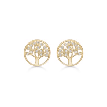 Ørestikker i 8 karat guld med zirkonia, 10 mm – Støvring Design
