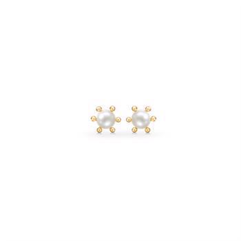 Ørestikker i 8 karat guld med ferskvandsperle, 3 mm – Støvring Design