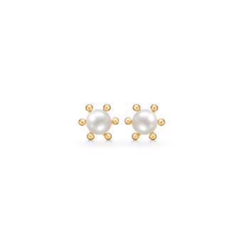 Ørestikker i 8 karat guld med ferskvandsperle, 4 mm – Støvring Design