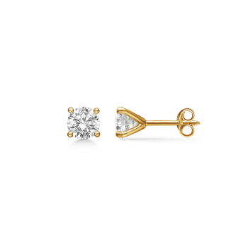 Ørestikker i 8 karat guld med zirkonia, 5,5 mm – Støvring Design