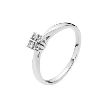 Hvidguld diamantring med 4 diamanter, 0,12 ct W/SI