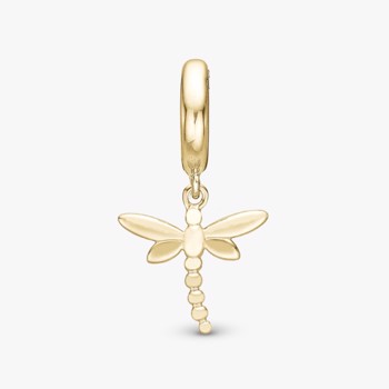 Christina Dragonfly charm – forgyldt sølv, 6 mm til Classic læderarmbånd