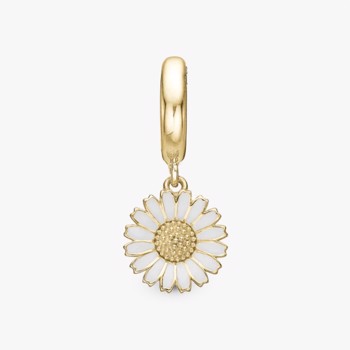 Christina Sparkling Marguerite charm – forgyldt sølv, 4 mm til sølvarmbånd og Slim læder